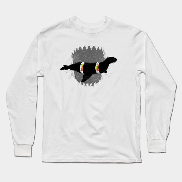 Sushi for Sharkie Long Sleeve T-Shirt by angrymonk